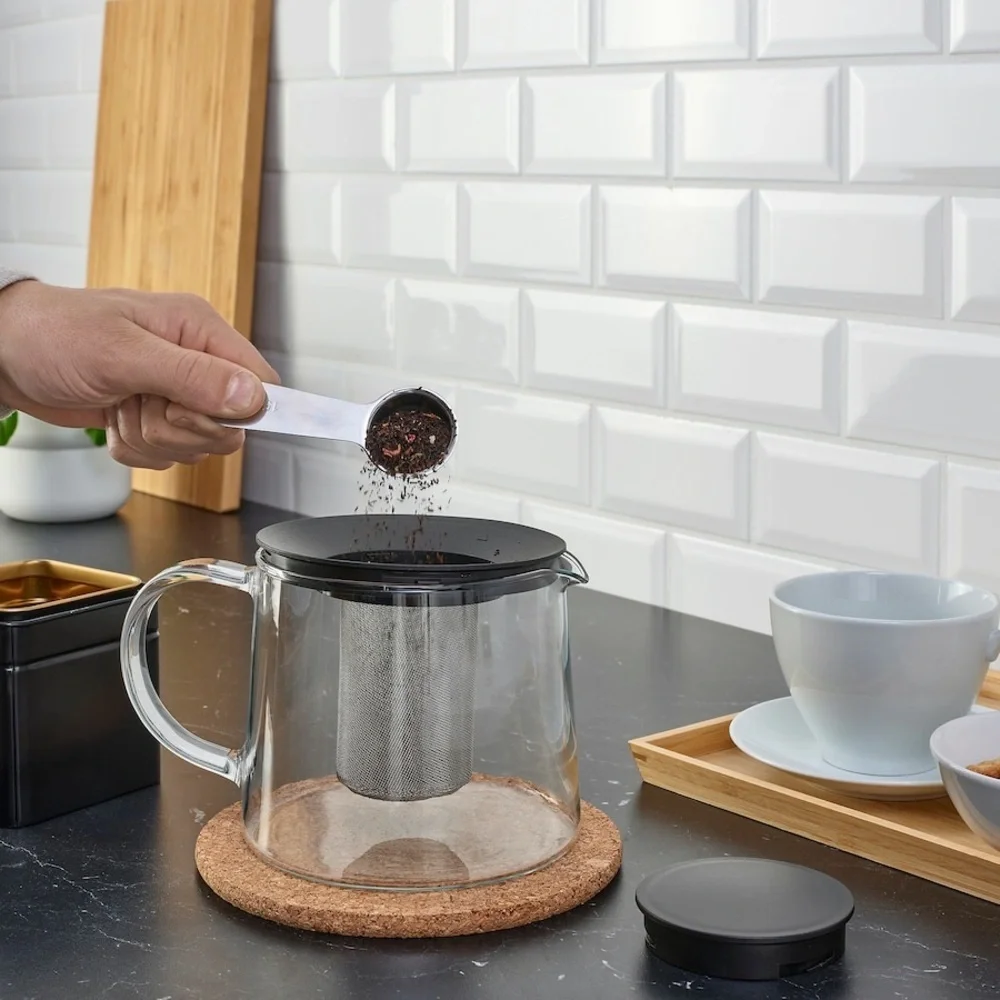 IKEA RIKLIG Glass Teapot with Infuser, 1.6 qt, Heat-Resistant for Loose Leaf Tea
